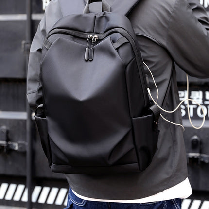 Black Modern Anti-Theft Laptop Backpack with USB Charging Port - Water-Repellent Travel & Business Bag for 15.6 Inch Laptops.