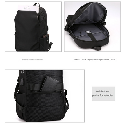 Grey Modern Anti-Theft Laptop Backpack with USB Charging Port - Water-Repellent Travel & Business Bag for 15.6 Inch Laptops.