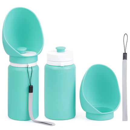 Green Portable Pet Dog Water Bottle 550ml - Foldable Food-Grade Silicone Travel Drinker with Leak-Proof Dispenser.