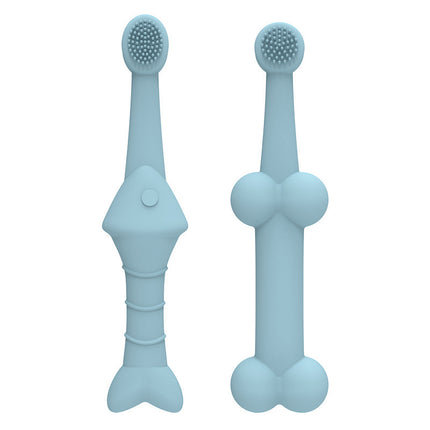 6 x Silicone Pet Toothbrush (3 Fish shape and 3 Bone shape) Blue Gentle Food-Grade Silicone Pet Toothbrush - Promotes Healthy Teeth & Gums for Dogs & Cats.