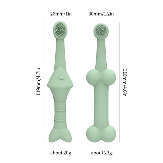 6 x Silicone Pet Toothbrush (3 Fish shape and 3 Bone shape) Beige Gentle Food-Grade Silicone Pet Toothbrush - Promotes Healthy Teeth & Gums for Dogs & Cats.