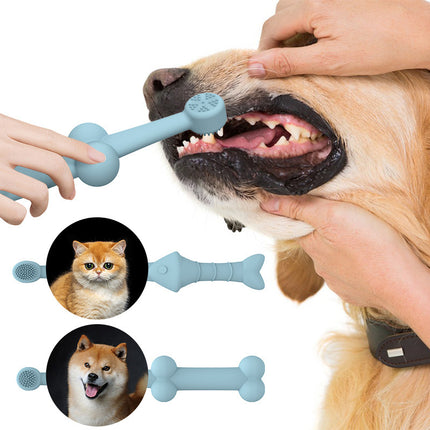 6 x Silicone Pet Toothbrush (3 Fish shape and 3 Bone shape) Beige Gentle Food-Grade Silicone Pet Toothbrush - Promotes Healthy Teeth & Gums for Dogs & Cats.