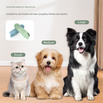 4 Pcs Green Soft Silicone Pet Finger Toothbrush - Gentle Dental Care for Dogs & Cats, Tartar & Plaque Remover.