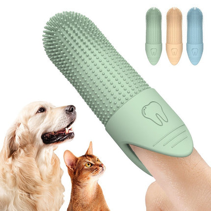 4 Pcs Green Soft Silicone Pet Finger Toothbrush - Gentle Dental Care for Dogs & Cats, Tartar & Plaque Remover.