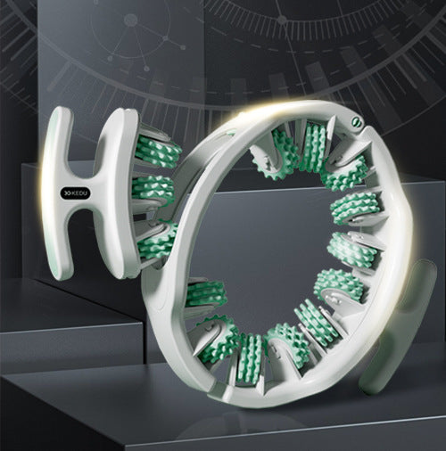 Green and White Adjustable 3D Leg & Body Roller Massager - Deep Tissue Muscle Relief for Thighs, Calves, Arms - Fascia & Cellulite Tool with Detachable Handles.