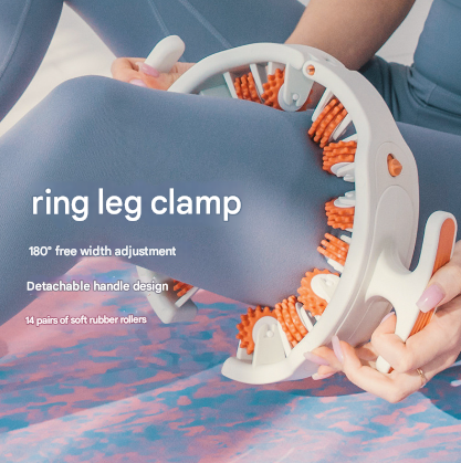 Grey and White Adjustable 3D Leg & Body Roller Massager - Deep Tissue Muscle Relief for Thighs, Calves, Arms - Fascia & Cellulite Tool with Detachable Handles.