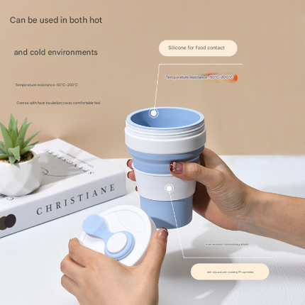2 Pcs Black 350ml Collapsible Silicone Travel Cup - Portable, Leak-Proof & Food-Grade Drinking Mug with Lid, Insulating Sleeve & Straw.