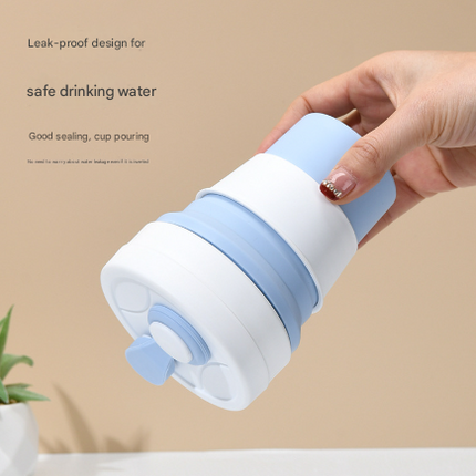 2 Pcs White and Grey 350ml Collapsible Silicone Travel Cup - Portable, Leak-Proof & Food-Grade Drinking Mug with Lid, Insulating Sleeve & Straw.