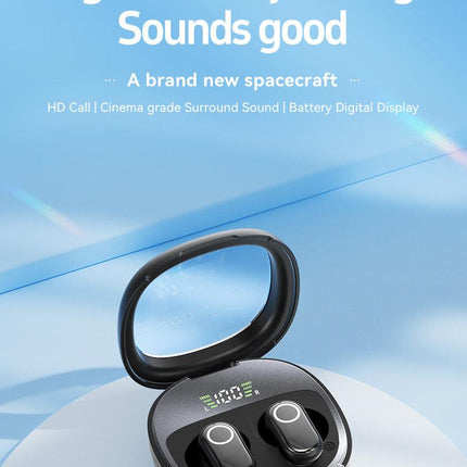 Beige Feather-Light TWS Earbuds - Bluetooth 5.4, Hi-Fi Sound, LED Display Case, 60H+ Playtime, Touch Control.
