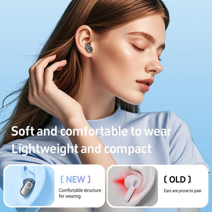 Beige Feather-Light TWS Earbuds - Bluetooth 5.4, Hi-Fi Sound, LED Display Case, 60H+ Playtime, Touch Control.