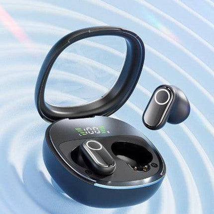 Beige Feather-Light TWS Earbuds - Bluetooth 5.4, Hi-Fi Sound, LED Display Case, 60H+ Playtime, Touch Control.
