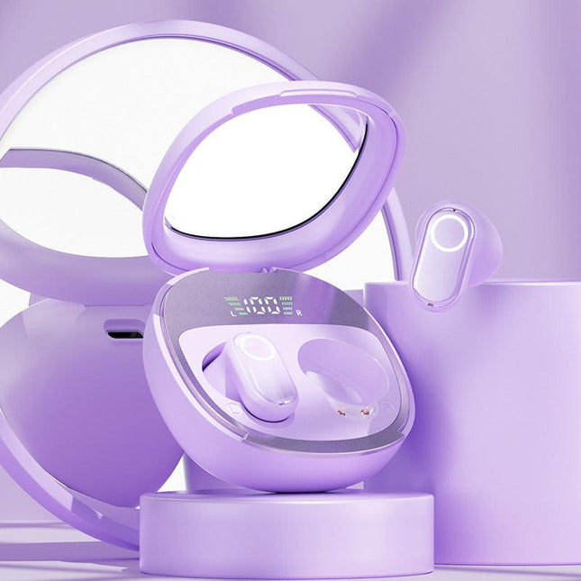 Purple Feather-Light TWS Earbuds - Bluetooth 5.4, Hi-Fi Sound, LED Display Case, 60H+ Playtime, Touch Control.