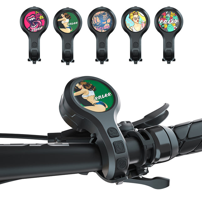 Black Style B Ultra-Loud Electric Bike Horn - 130dB USB Rechargeable, IPX6 Waterproof, Easy Mount Bicycle Safety Bell.