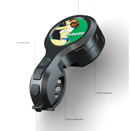 Black Style B Ultra-Loud Electric Bike Horn - 130dB USB Rechargeable, IPX6 Waterproof, Easy Mount Bicycle Safety Bell.