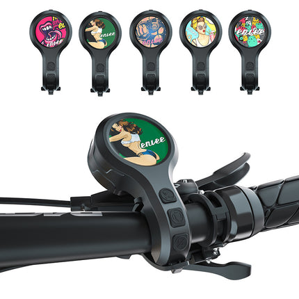 Black Style C Ultra-Loud Electric Bike Horn - 130dB USB Rechargeable, IPX6 Waterproof, Easy Mount Bicycle Safety Bell.