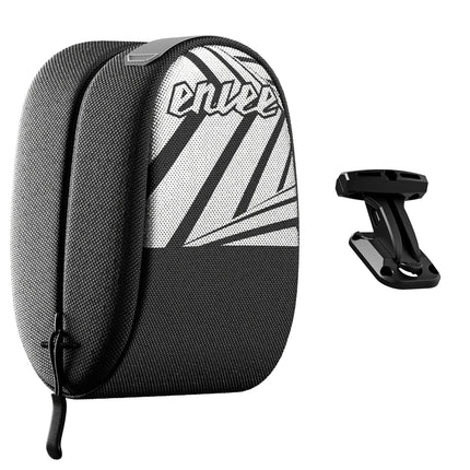 Black Compact Bike Saddle Bag - Quick-Release Water-Resistant Tail Pouch with Reflective Accents.