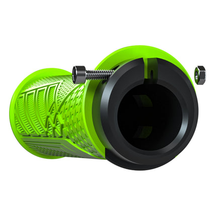 Orange Ergonomic Lock-On Bike Grips - Anti-Slip TPR Rubber, Alloy Rings & Plugs for MTB & Commuter Bikes.