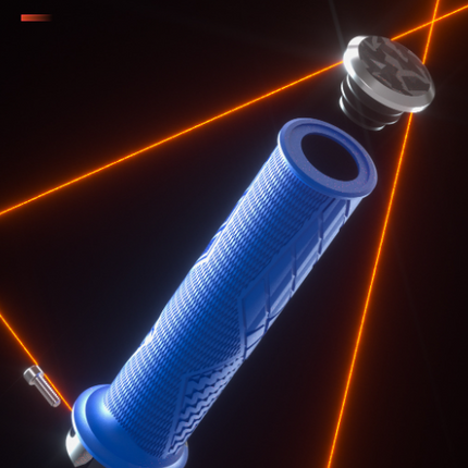 Orange Ergonomic Lock-On Bike Grips - Anti-Slip TPR Rubber, Alloy Rings & Plugs for MTB & Commuter Bikes.