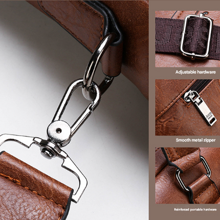 Black Men's PU Leather Briefcase - Vintage Style Laptop Messenger Bag, Crossbody Satchel for Business & Casual.