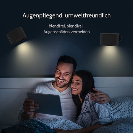 Black Rechargeable LED Magnetic Wall Light - Touch Control, 3 Colors & Dimmable, USB Portable Night Lamp for Reading & Cabinets.