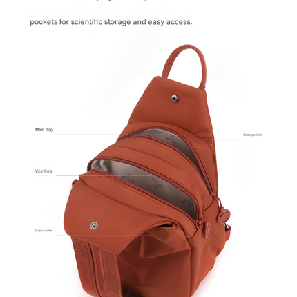 Orange Versatile Women's Convertible Mini Backpack & Sling Bag - Stylish Anti-Theft Oxford Cloth Daypack, Fits 9.7in iPad.