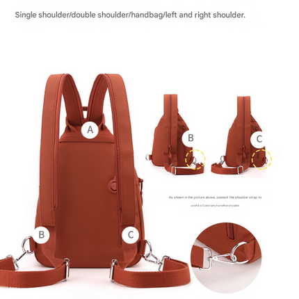 Orange Versatile Women's Convertible Mini Backpack & Sling Bag - Stylish Anti-Theft Oxford Cloth Daypack, Fits 9.7in iPad.