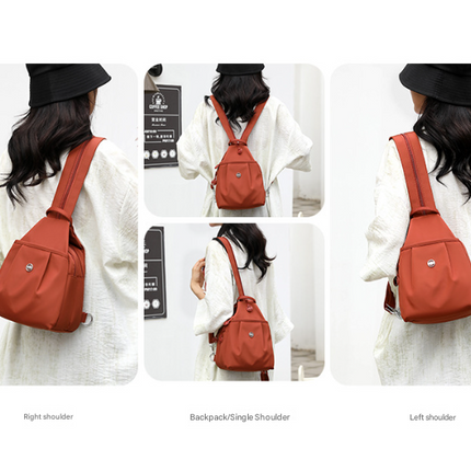 Orange Versatile Women's Convertible Mini Backpack & Sling Bag - Stylish Anti-Theft Oxford Cloth Daypack, Fits 9.7in iPad.