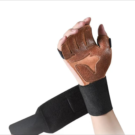 Size S Dark Brown Premium Cowhide Leather Weightlifting Gloves with Wrist Support - Non-Slip Grip, Breathable Fitness Workout Gloves for Gym, WODs, Dumbbells.