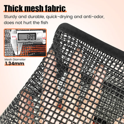 1 Piece Orange and Black Durable Collapsible Fishing Keepnet - Large 40.5L Quick-Dry Coated Nylon Fish Basket for Live Bait & Catch.