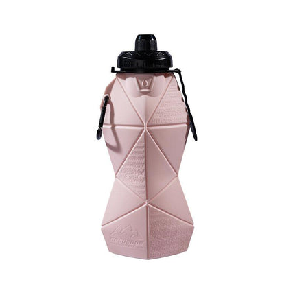 Pink and Black Cup Lid Ultimate Foldable Silicone Water Bottle - Lightweight Leakproof Travel & Sports Hydration - 700ml.