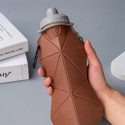 Dark Grey and Grey Cup Lid Ultimate Foldable Silicone Water Bottle - Lightweight Leakproof Travel & Sports Hydration - 700ml.