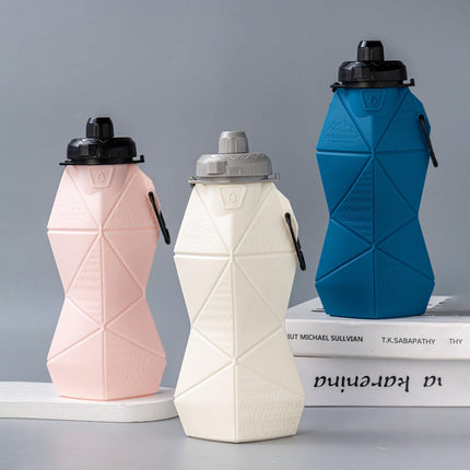 Brown and Grey Cup Lid Ultimate Foldable Silicone Water Bottle - Lightweight Leakproof Travel & Sports Hydration - 700ml.
