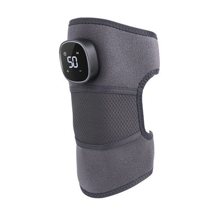 Grey Wireless Heated Knee Massager Brace - Rechargeable Vibration & Heat Therapy for Joint Pain Relief & Arthritis Support.