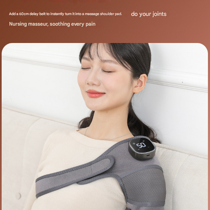 Grey Wireless Heated Knee Massager Brace - Rechargeable Vibration & Heat Therapy for Joint Pain Relief & Arthritis Support.