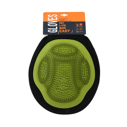Green 3-Pack Gentle Pet Grooming Glove - Deshedding, Bathing & Massage Mitt for Dogs & Cats, Breathable & Adjustable.