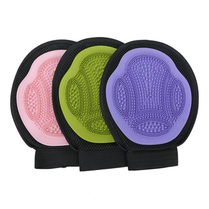 Green 3-Pack Gentle Pet Grooming Glove - Deshedding, Bathing & Massage Mitt for Dogs & Cats, Breathable & Adjustable.