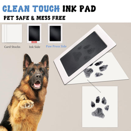 Black and White Pet Paw Print Keepsake Photo Frame Kit - Mess-Free Ink Pad for Dogs & Cats, Dual Photo & Print Display.