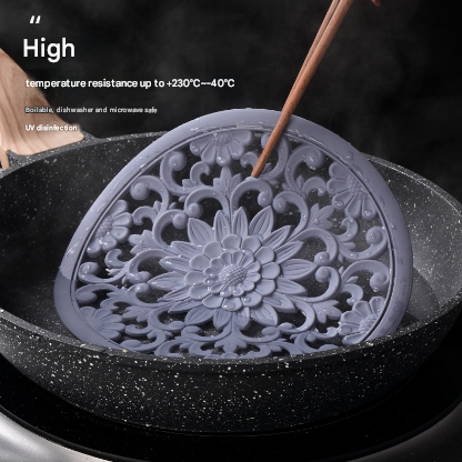 Elegant Floral Silicone Trivet Mat Set (3-Pack, Yellow) - Heat Resistant, Non-Slip Kitchen Hot Pads & Pot Holders.