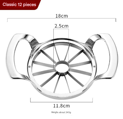 Silver Premium Apple Slicer Corer - Heavy Duty Stainless Steel Fruit Cutter, 12-Slice Divider Kitchen Gadget.