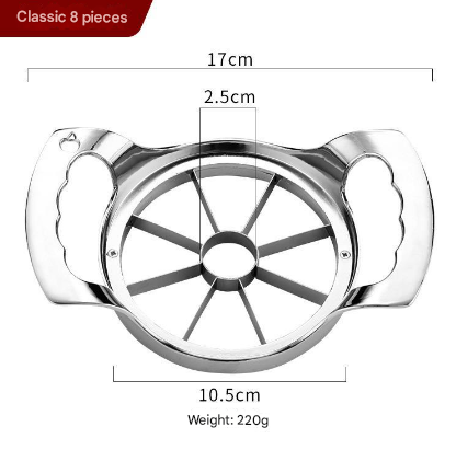 Silver Premium Apple Slicer Corer - Heavy Duty Stainless Steel Fruit Cutter, 8-Slice Divider Kitchen Gadget.