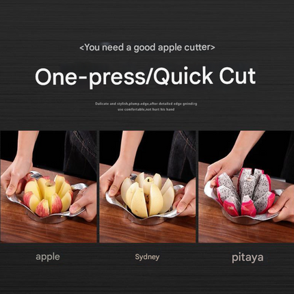 Silver Premium Apple Slicer Corer - Heavy Duty Stainless Steel Fruit Cutter, 8-Slice Divider Kitchen Gadget.