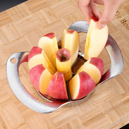 Silver Premium Apple Slicer Corer - Heavy Duty Stainless Steel Fruit Cutter, 8-Slice Divider Kitchen Gadget.