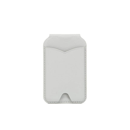 Light Grey Chic MagSafe Wallet with Mirror & Stand - PU Leather Card Holder for iPhone 12-16 Series.