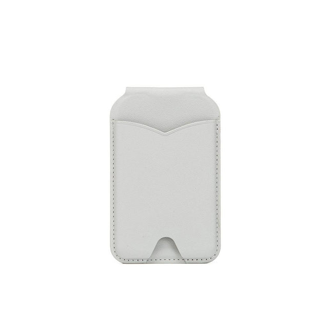 Light Grey Chic MagSafe Wallet with Mirror & Stand - PU Leather Card Holder for iPhone 12-16 Series.
