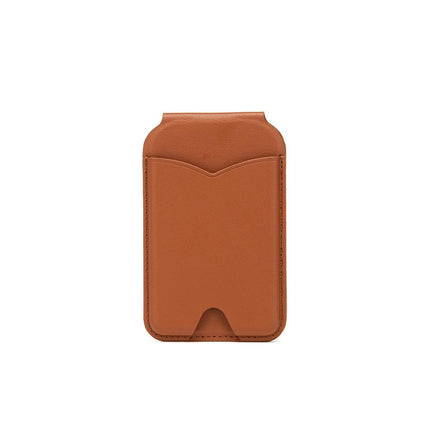 Brown Chic MagSafe Wallet with Mirror & Stand - PU Leather Card Holder for iPhone 12-16 Series.