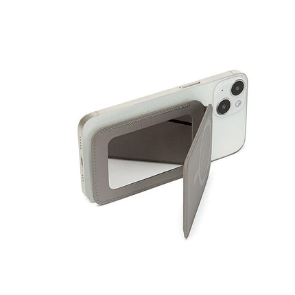 Brown Chic MagSafe Wallet with Mirror & Stand - PU Leather Card Holder for iPhone 12-16 Series.