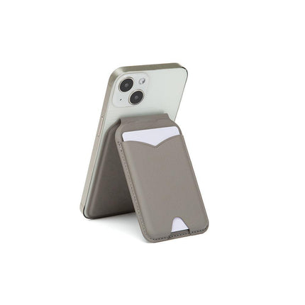 Brown Chic MagSafe Wallet with Mirror & Stand - PU Leather Card Holder for iPhone 12-16 Series.