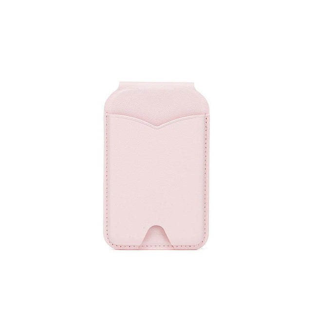 Pink Chic MagSafe Wallet with Mirror & Stand - PU Leather Card Holder for iPhone 12-16 Series.