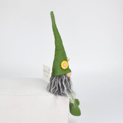 2 Pcs Charming Green Gnome - Plush Faceless Gonk with Long Dangle Legs - Adorable Shelf Sitter Home Decor Accent.
