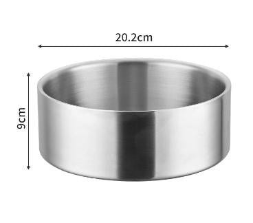 Silver Premium 304 Stainless Steel Pet Bowl (64oz) - Non-Slip, Anti-Tip Food & Water Dish for Dogs & Cats - Durable & Easy Clean.